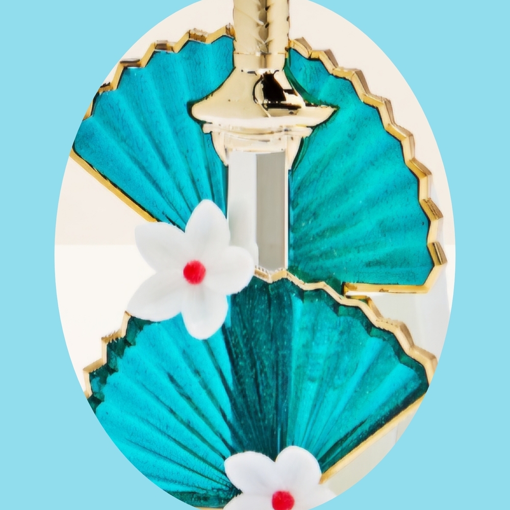 Bath & Body Works Teal Fan Decor with Gold Accents